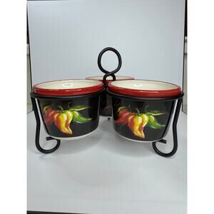 DISCONTINUED Certified Internationals 4-Piece Condiment Set & Stand Southwestern